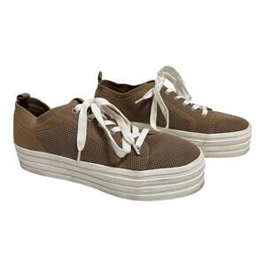 Gianni Bini Marnah Womens Lace-Up Brown Platform Sneakers Size 7.5M